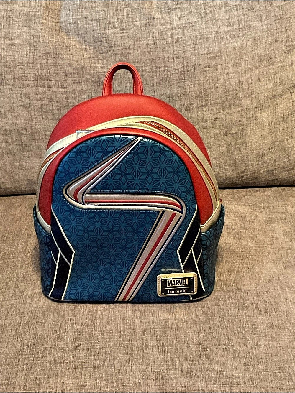 Loungefly Marvel Captain Marvel Classic Cosplay Mini Backpack Red & Blue